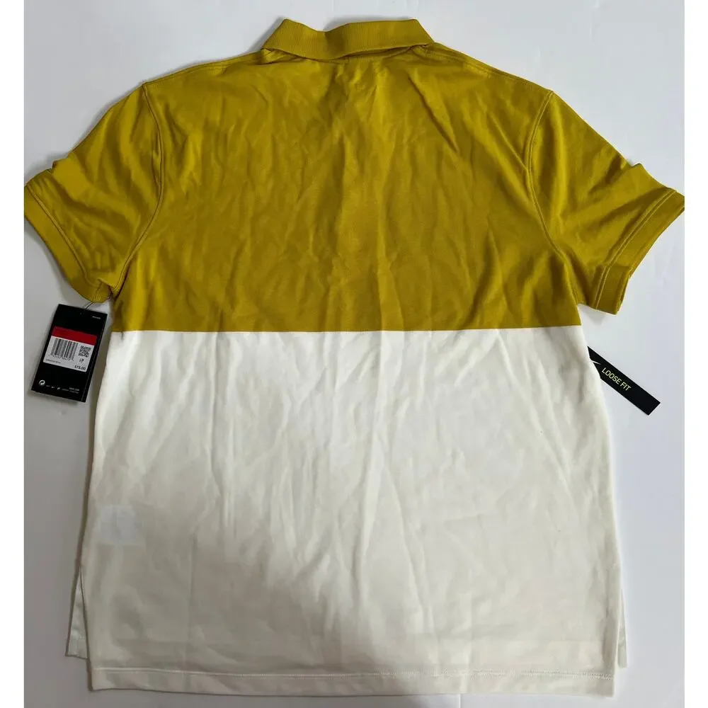 Nike Dri-Fit Yellow Women’s Golf Polo Shirt White Multi BV0186-393 Size L
